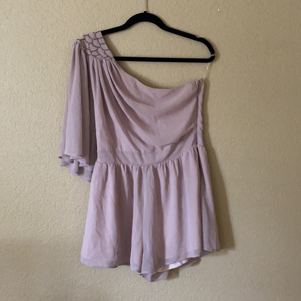 Lipsy London Muted Mauve One Shoulder Romper - image 7